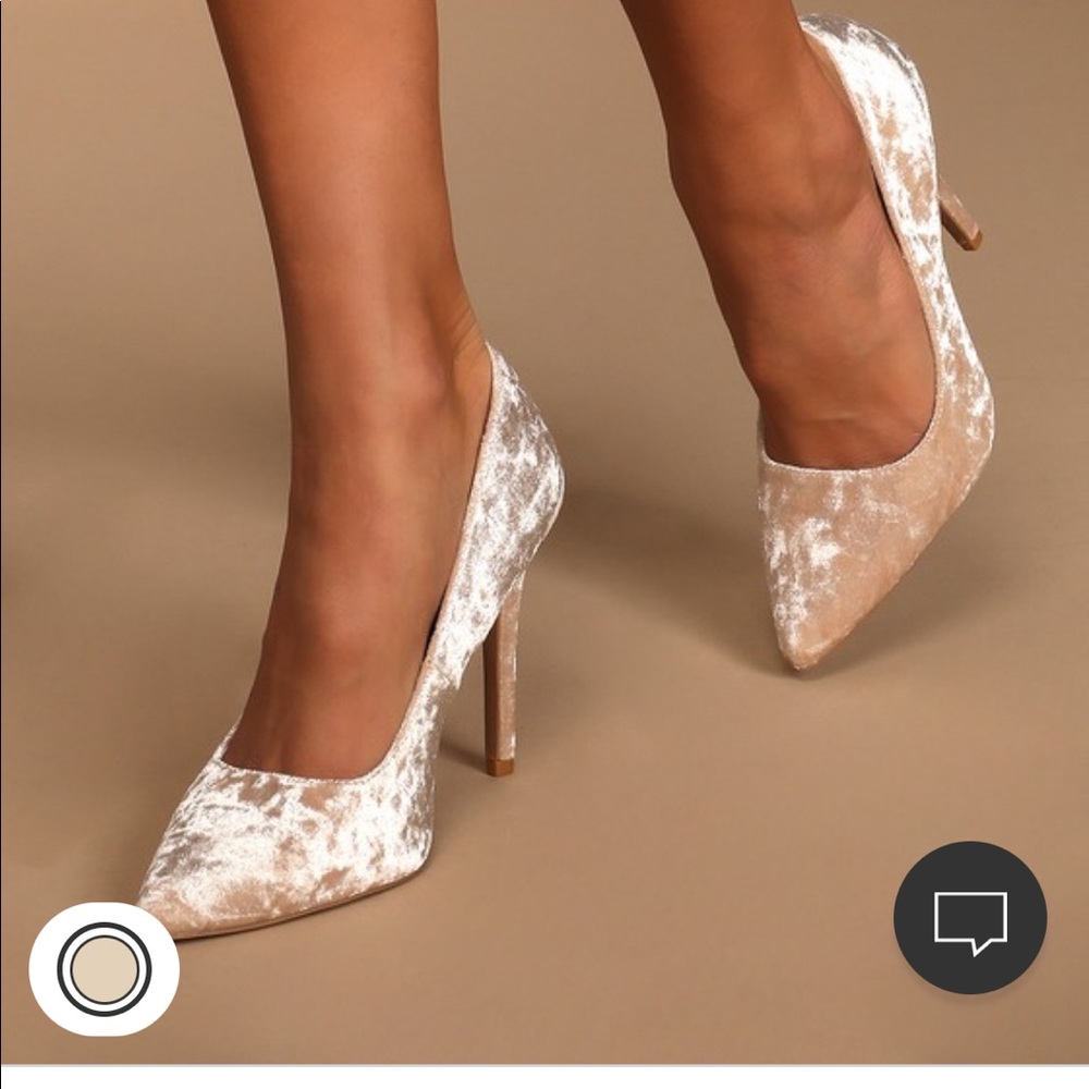 Qupid Crushed Velvet Heels - Picture 3 of 5
